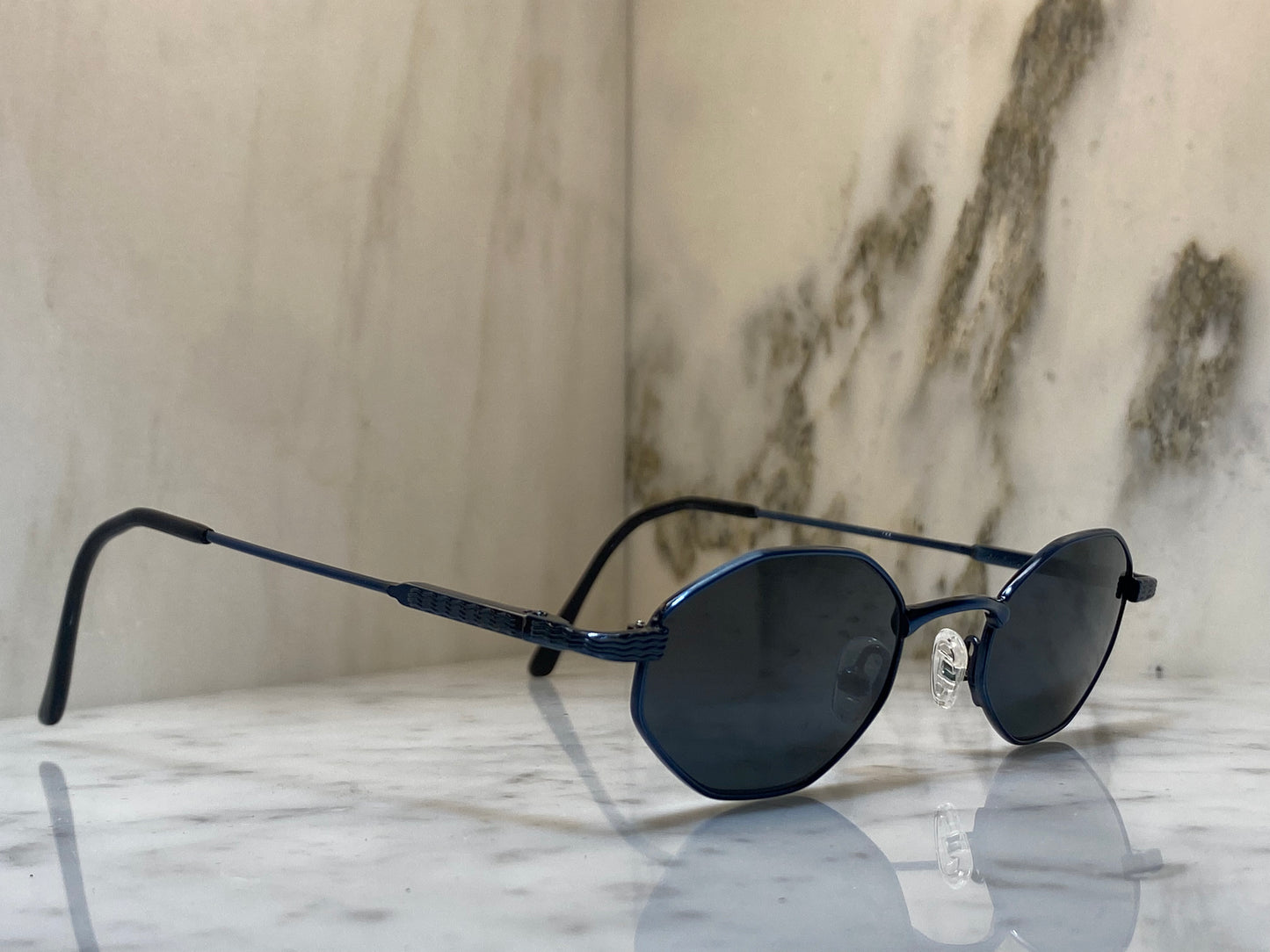 Vintage metal octagonal sunglasses mineral lens